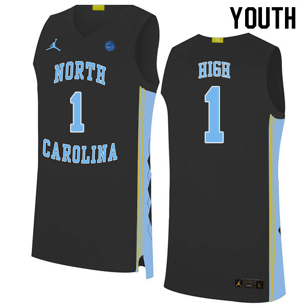 Youth #1 Zayden High North Carolina Tar Heels College Basketball Jerseys Stitched Sale-Black